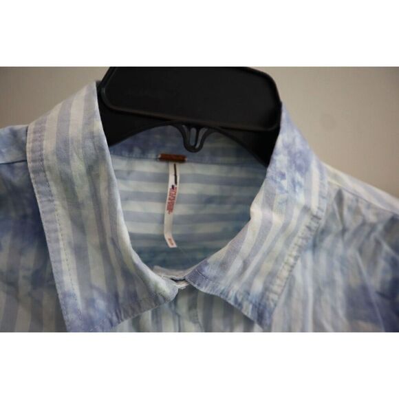 Free People x REVOLVE Women Sz XS Blue Nola Striped-Tie Dye L/S Shirt Dress - Picture 3 of 9